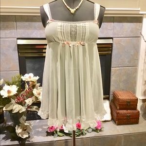 Betsey Johnson White Pink Chemise Babydoll Sexy🍒